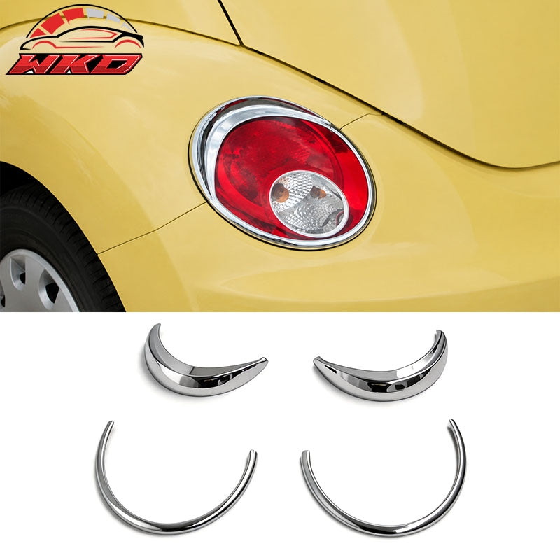 Fits 06-10 Volkswagen Beetle Chrome Tail Light Bezels Frame Covers ABS 4PCS Set