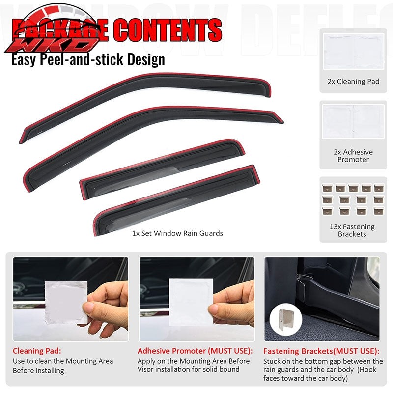 Fits 93-98 Volkswagen Golf 5DR Window Visors In-Channel Sun Rain Guard Deflector