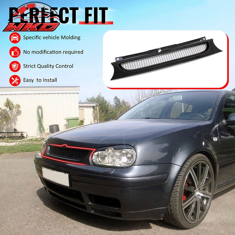 For 99-06 Volkswagen Golf MK4 Grille Front Bumper Hood Upper Mesh Grill Assembly