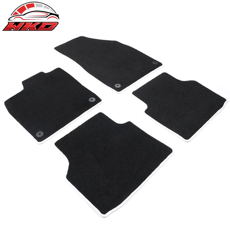 Fits 21-26 Volkswagen ID.4 4DR Floor Mat Carpet Nylon Black W/ White Border 4PCS