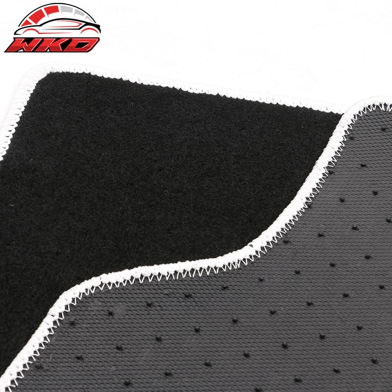 Fits 21-26 Volkswagen ID.4 4DR Floor Mat Carpet Nylon Black W/ White Border 4PCS