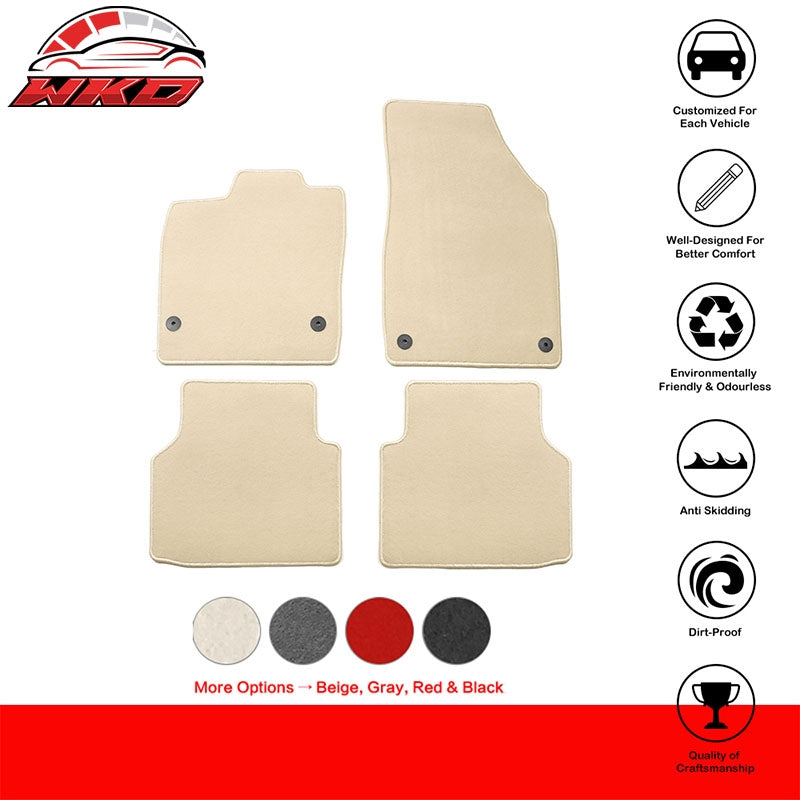 Fits 21-26 Volkswagen ID.4 4DR Front & Rear Floor Mats Carpet Nylon 4PCS - Beige