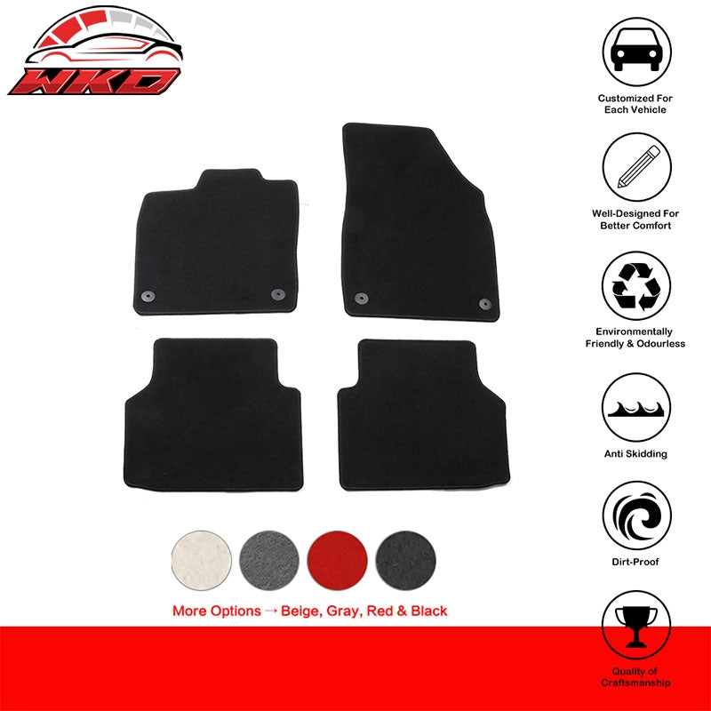 Fits 21-26 Volkswagen ID.4 4DR Front & Rear Floor Mats Carpet Nylon 4PCS - Black