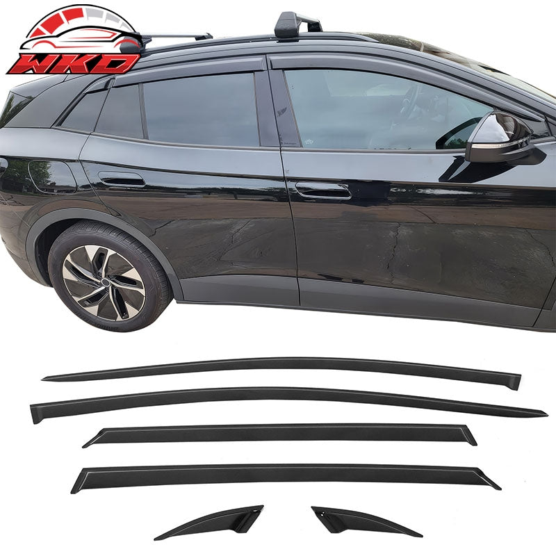 Fits 21-26 Volkswagen ID.4 Tape-On Window Visors Sun Rain Guards Deflectors 6PCS