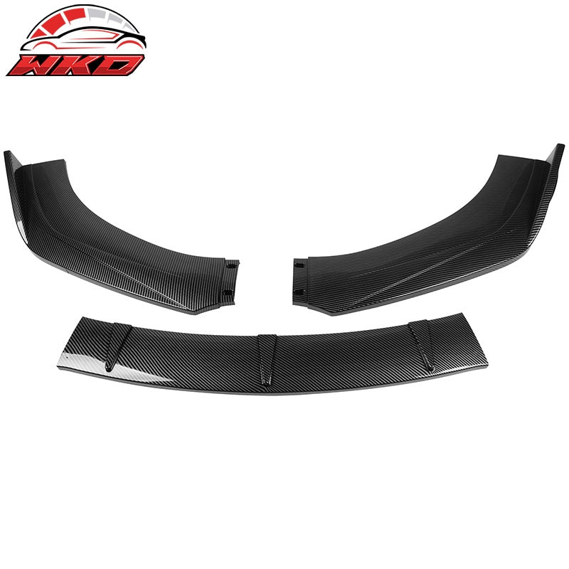 Fits 11-21 Volkswagen Jetta Front Bumper Lip Spoiler 3PC PP Carbon Fiber Print