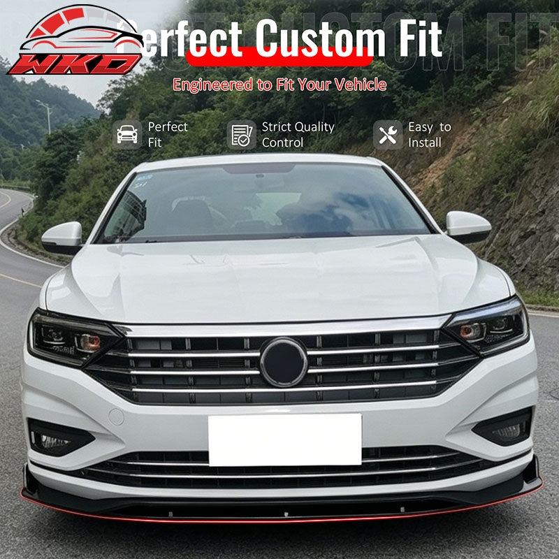 Fits 19-21 Volkswagen Jetta IKON V2 Front Bumper Lip Chin Spoiler Gloss Black PP