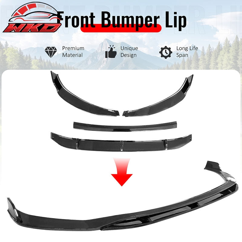 Fits 19-21 Volkswagen Jetta IKON V2 Front Bumper Lip Chin Spoiler Gloss Black PP