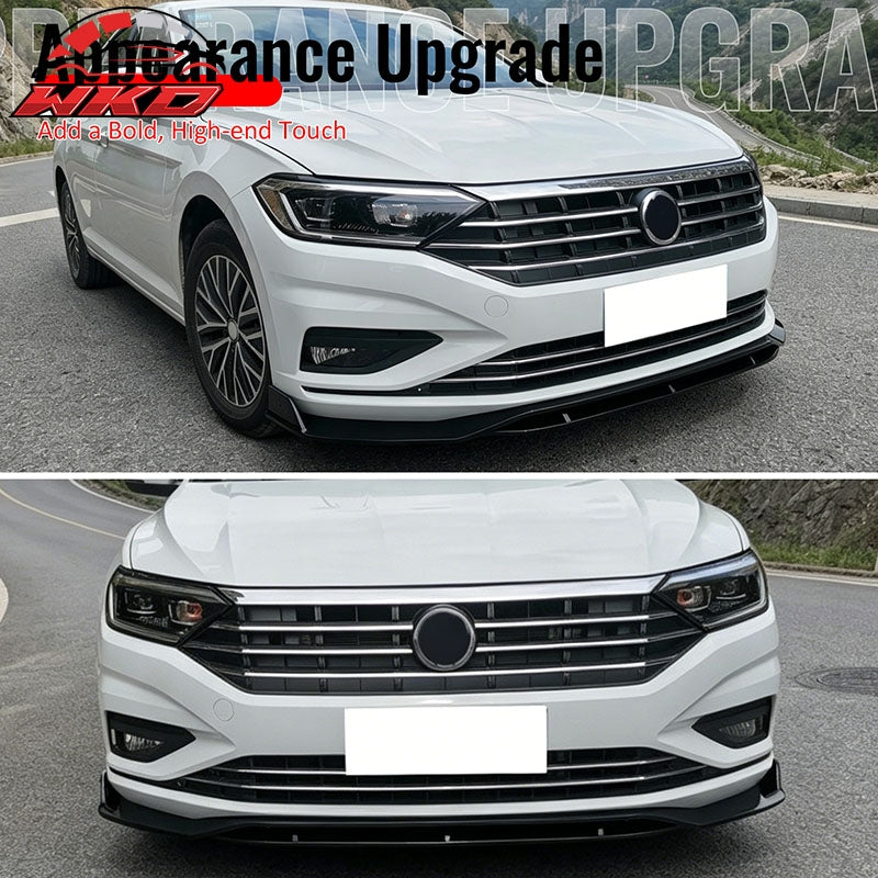 Fits 19-21 Volkswagen Jetta IKON V2 Front Bumper Lip Chin Spoiler Gloss Black PP
