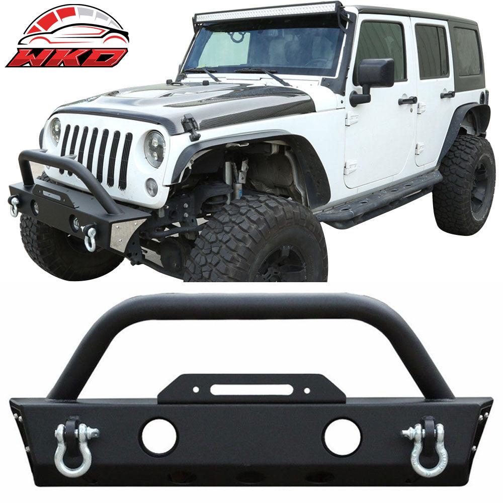 Fits 07-17 Jeep Wrangler JK Front Bumper Winch Plate W/Fog Light Housing Texture