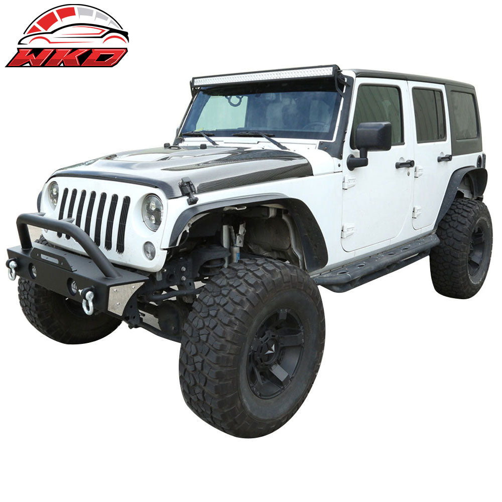 Fits 07-17 Jeep Wrangler JK Front Bumper Winch Plate W/Fog Light Housing Texture