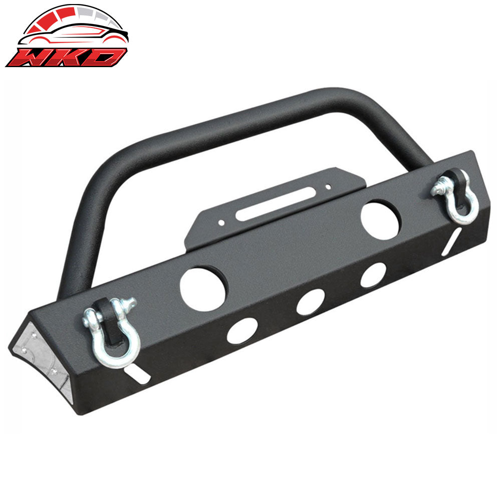 Fits 07-17 Jeep Wrangler JK Front Bumper Winch Plate W/Fog Light Housing Texture