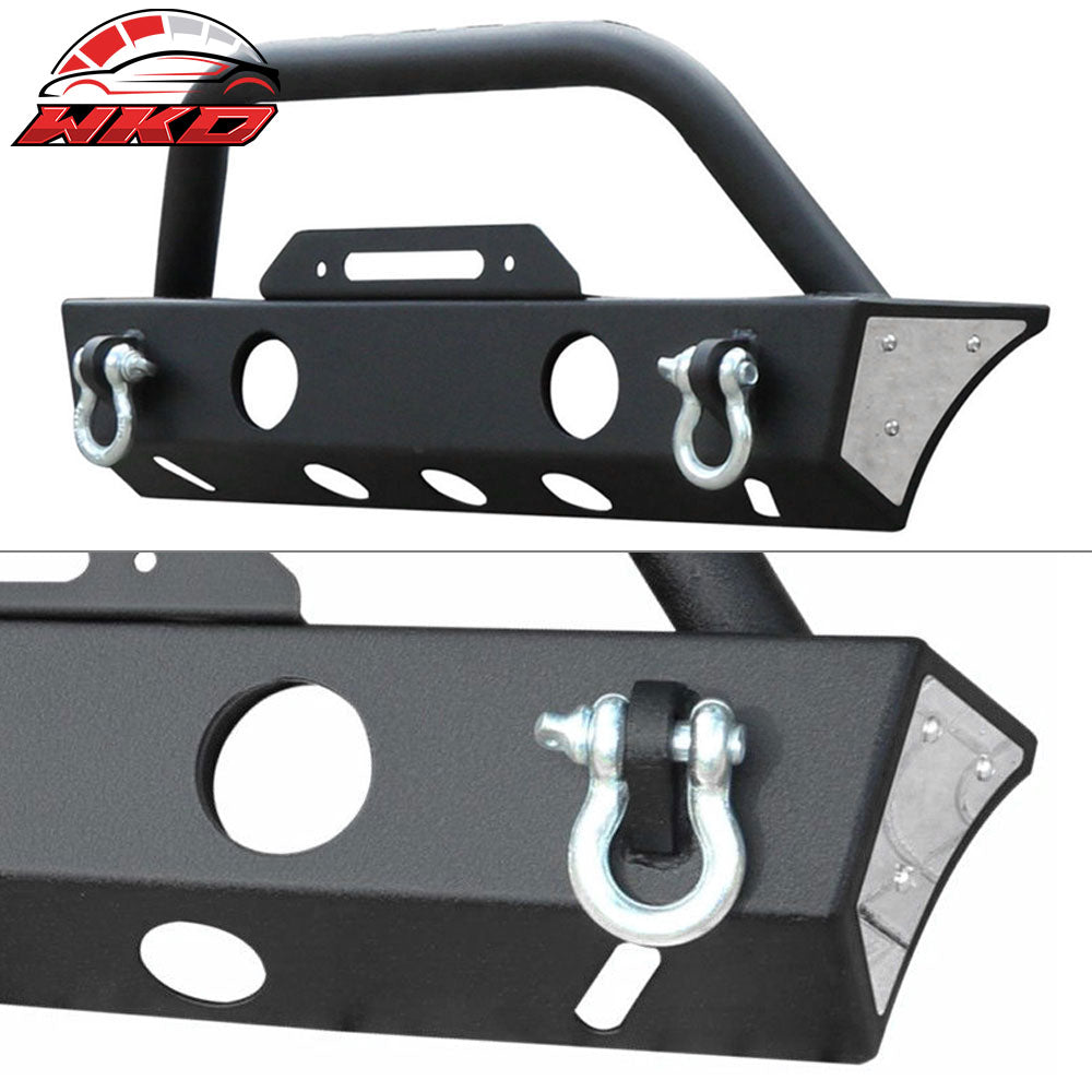 Fits 07-17 Jeep Wrangler JK Front Bumper Winch Plate W/Fog Light Housing Texture