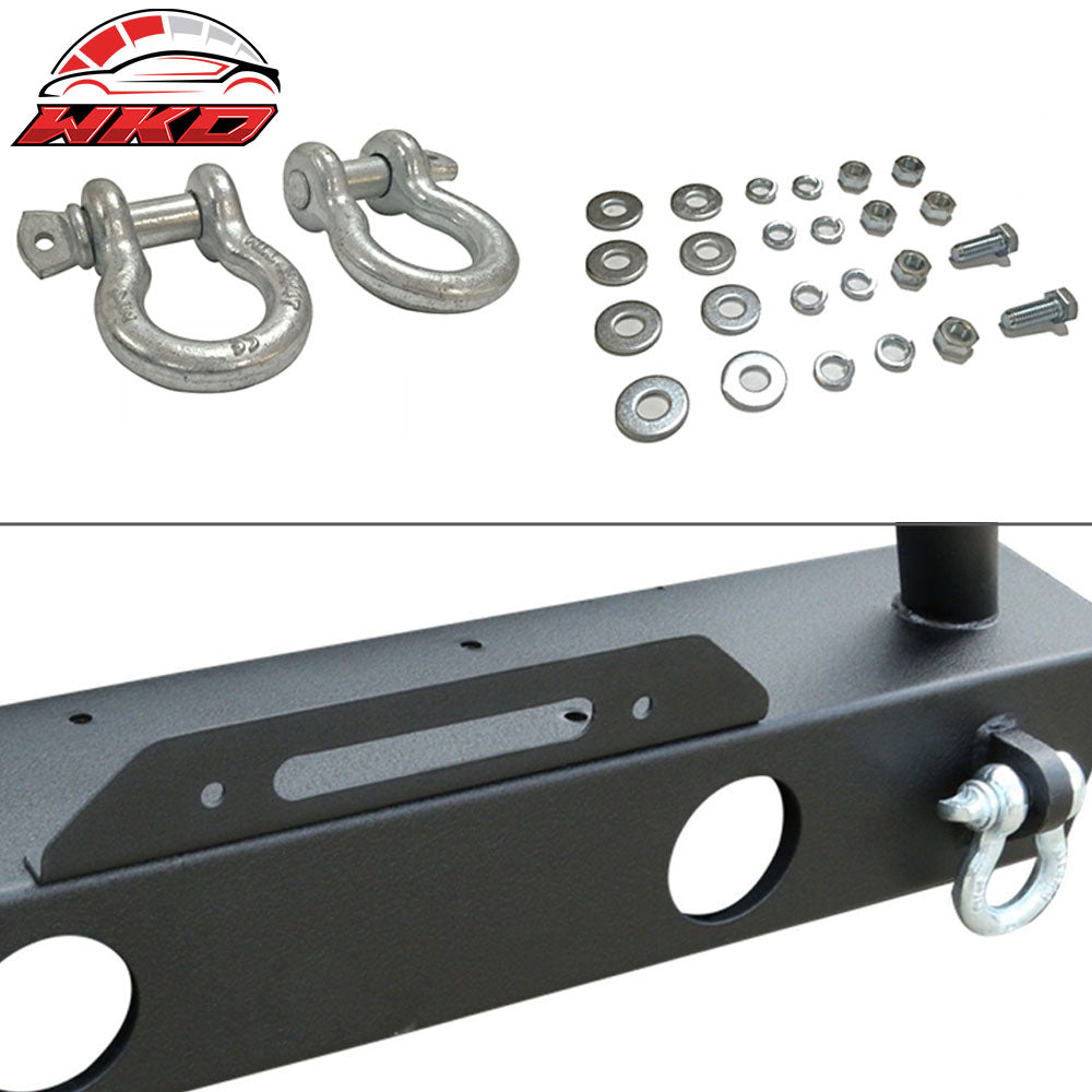 Fits 07-17 Jeep Wrangler JK Front Bumper Winch Plate W/Fog Light Housing Texture