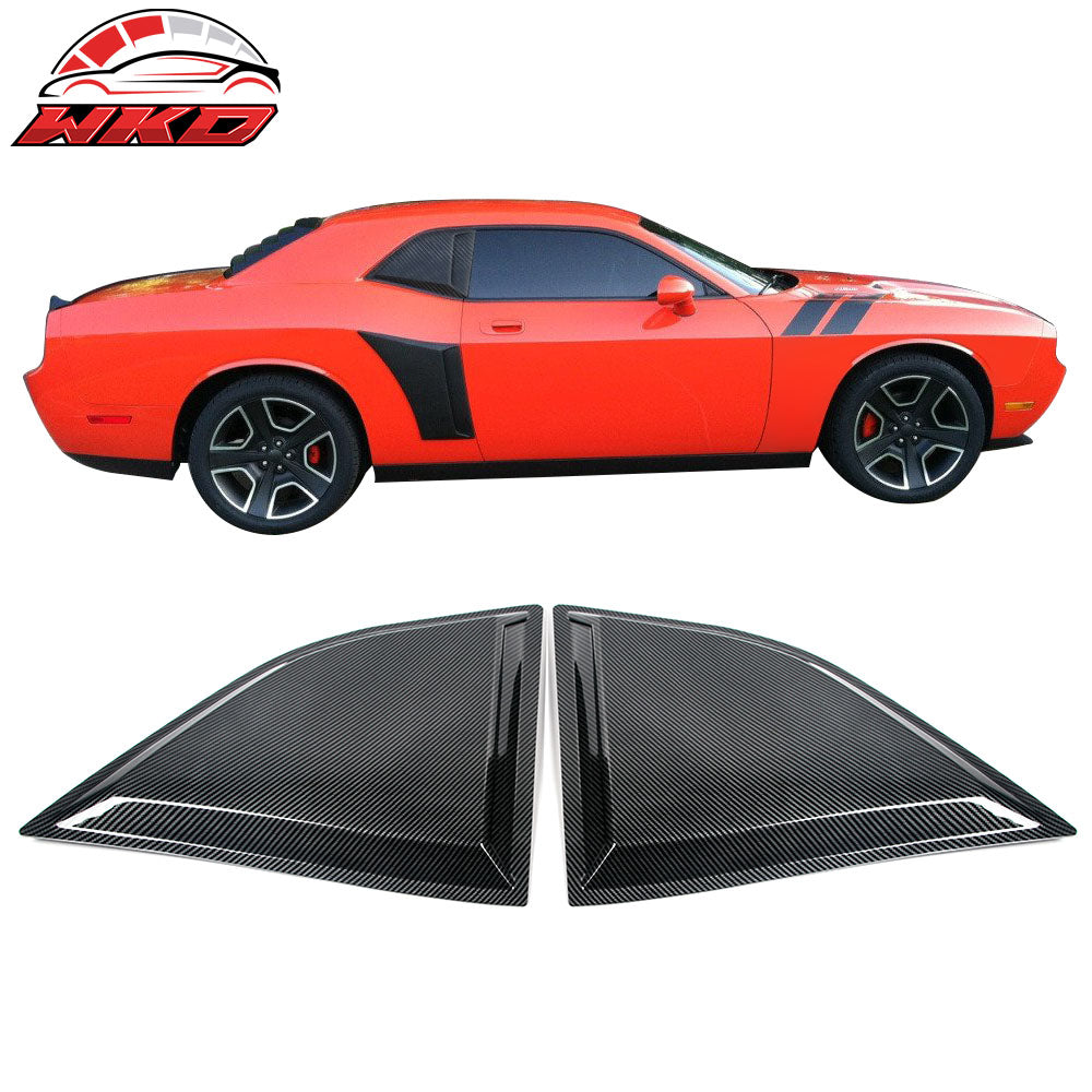 Fits 08-23 Dodge Challenger Ikon XE Style Rear Side Window Louver Scoops - CFL