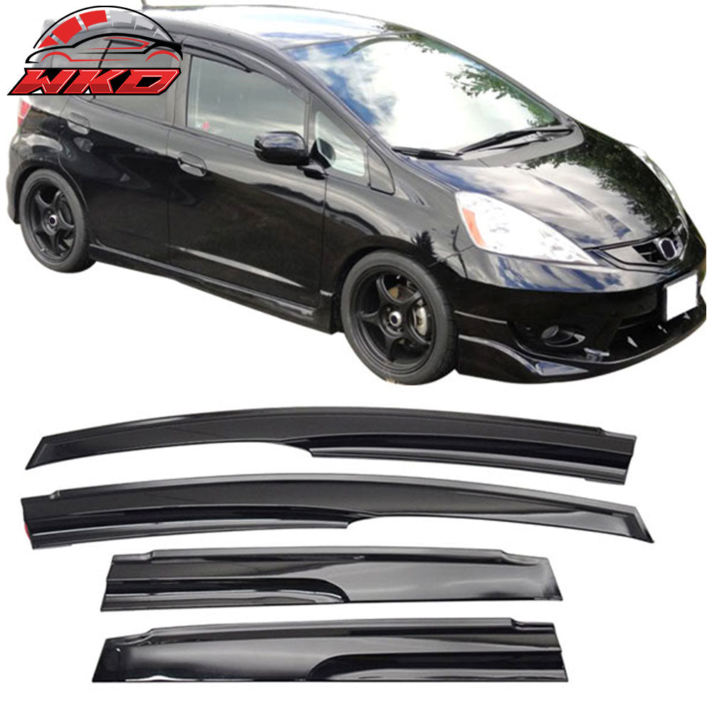 Fits 09-13 Honda Fit 2nd Gen Mugen Style JDM Smoke Window Visor ABS Rain Shade
