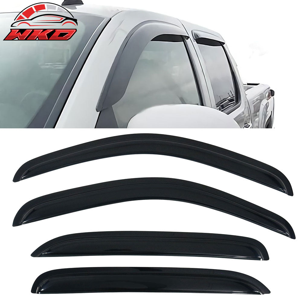 Fits 07-14 Chevy Silverado GMC Sierra Crew Cab Acrylic Rain Guard Window Visor