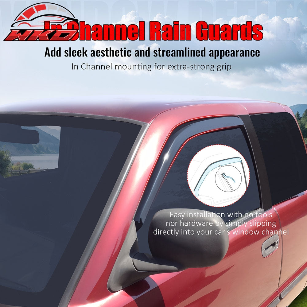 Fits 94-02 Dodge Ram 1500 2500 3500 2PCS Window Visors Rain Deflector In-Channel
