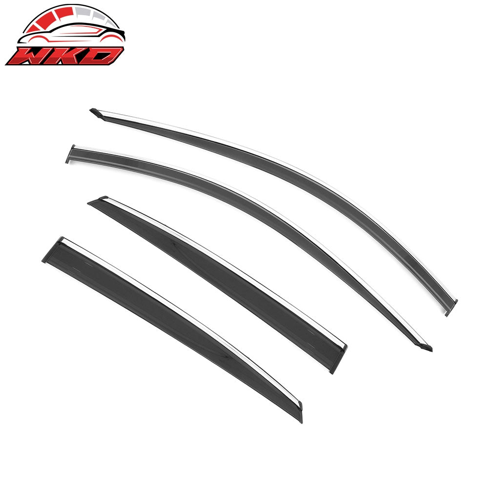 Fits 18-25 Honda Accord Window Visors Vent Rain Sun Guards W/Chrome Trim Tape-On