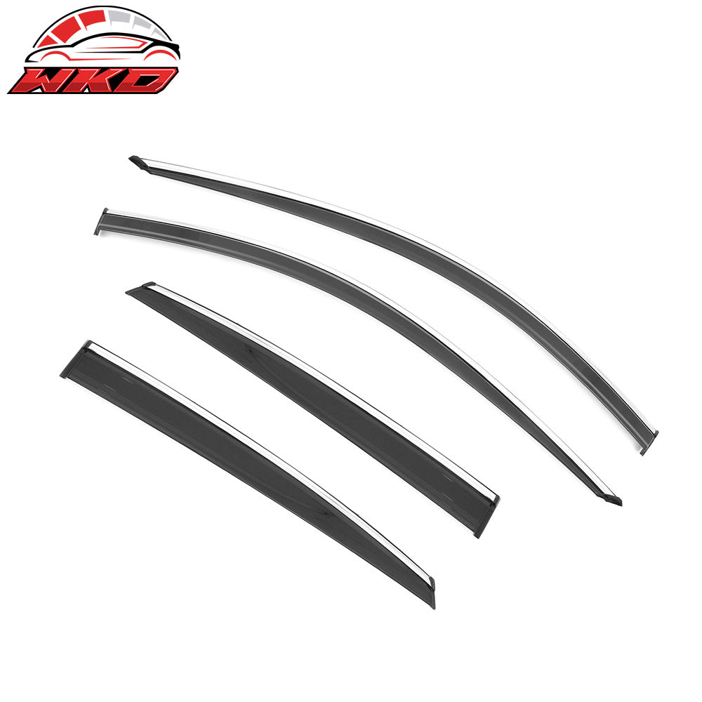 Fits 18-25 Honda Accord Window Visors Vent Rain Sun Guards W/Chrome Trim Tape-On