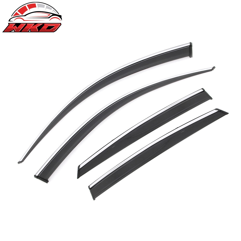 Fits 18-25 Honda Accord Window Visors Vent Rain Sun Guards W/Chrome Trim Tape-On
