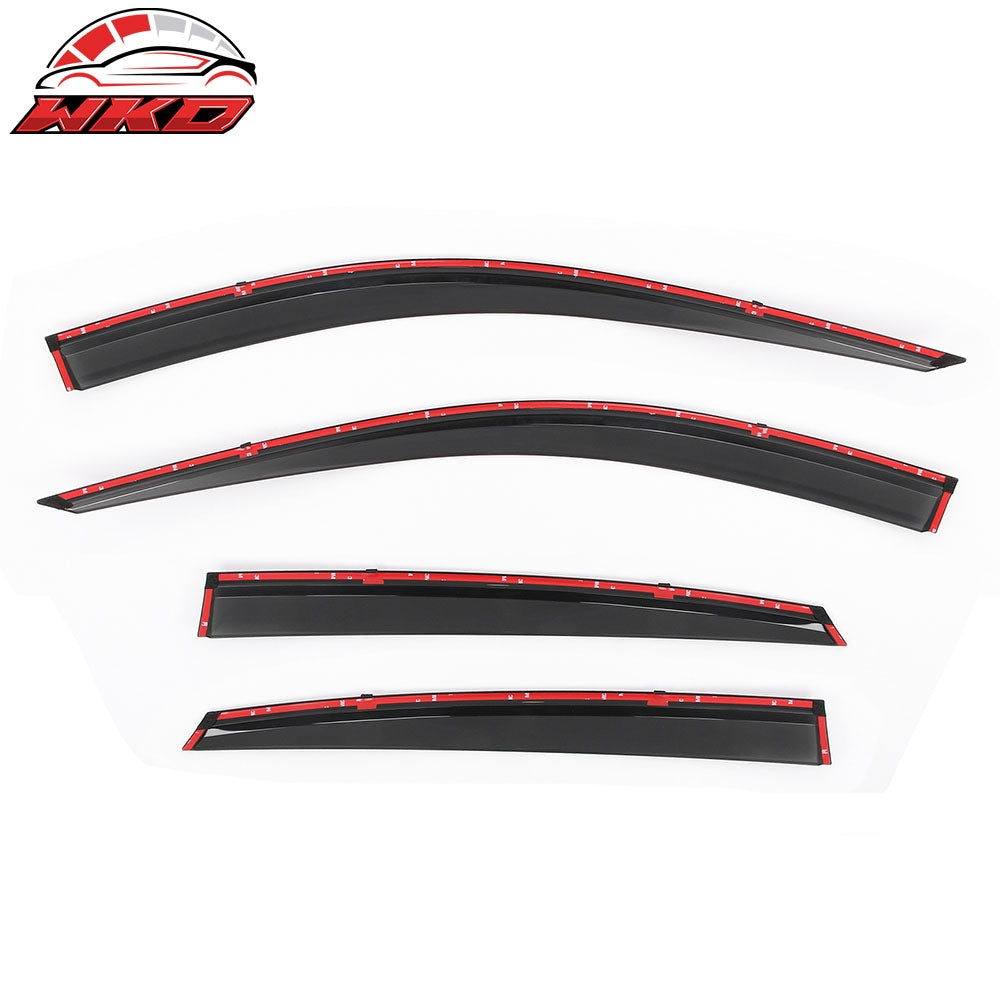 Fits 18-25 Honda Accord Window Visors Vent Rain Sun Guards W/Chrome Trim Tape-On