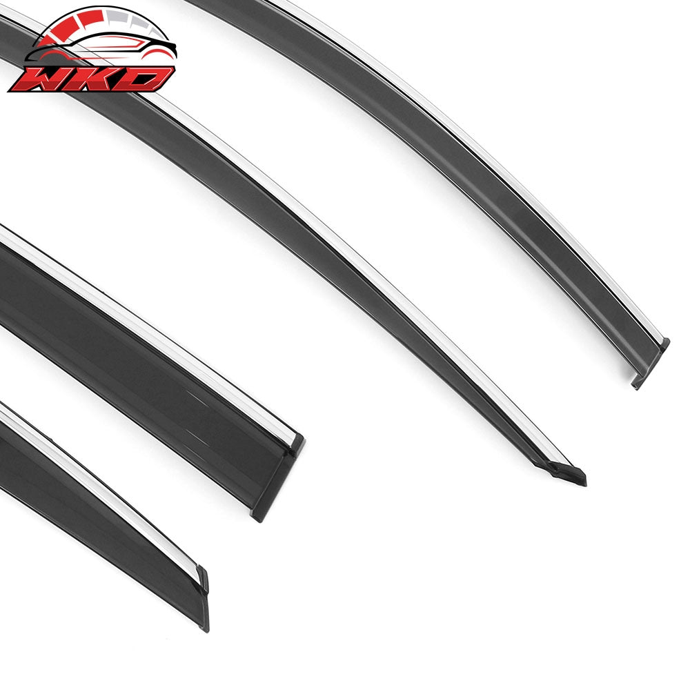 Fits 18-25 Honda Accord Window Visors Vent Rain Sun Guards W/Chrome Trim Tape-On
