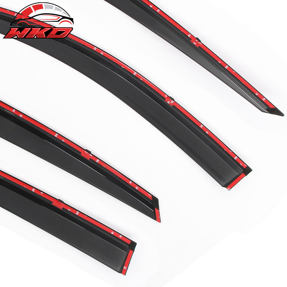 Fits 18-25 Honda Accord Window Visors Vent Rain Sun Guards W/Chrome Trim Tape-On
