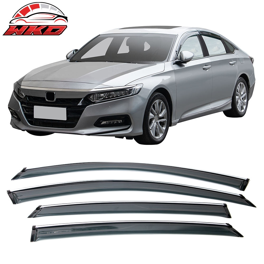 Wholesale 18-26 Honda Accord Sedan OE Style Window Visors w/ Chrome Trim Acrylic 4Pc