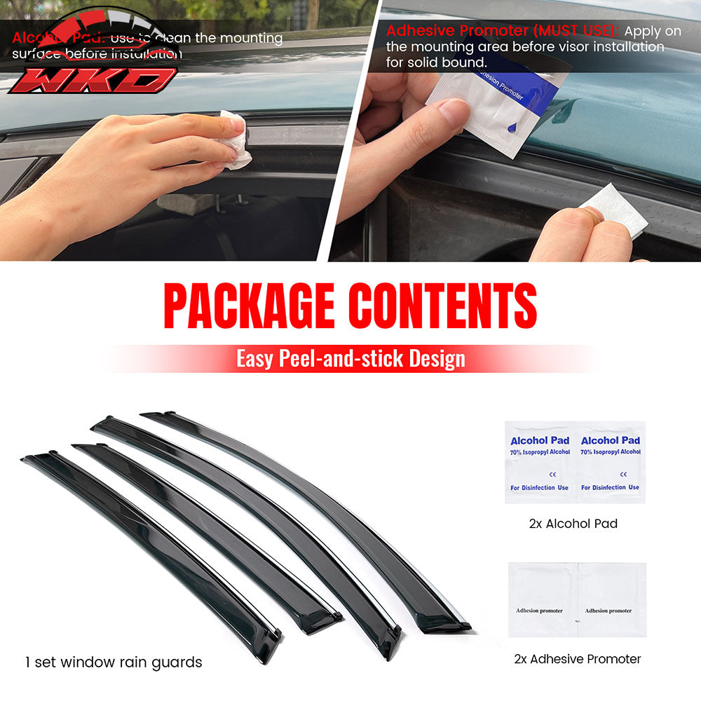 Fits 18-25 Honda Accord Sedan OE Style Window Visors w/ Chrome Trim Acrylic 4Pc