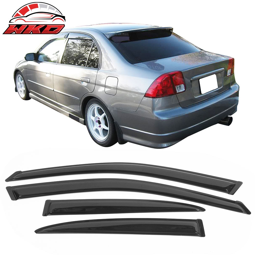 Fits 01-05 Honda Civic Sedan Window Visor Rain Guard Sun Shade Vent Acrylic 4Pcs