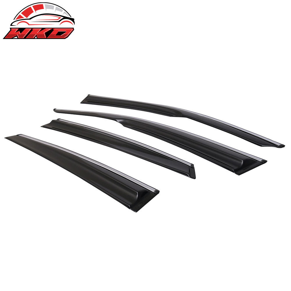Fits 16-21 Honda Civic Sedan Mugen Style Window Visor Rain Deflector Chrome Trim