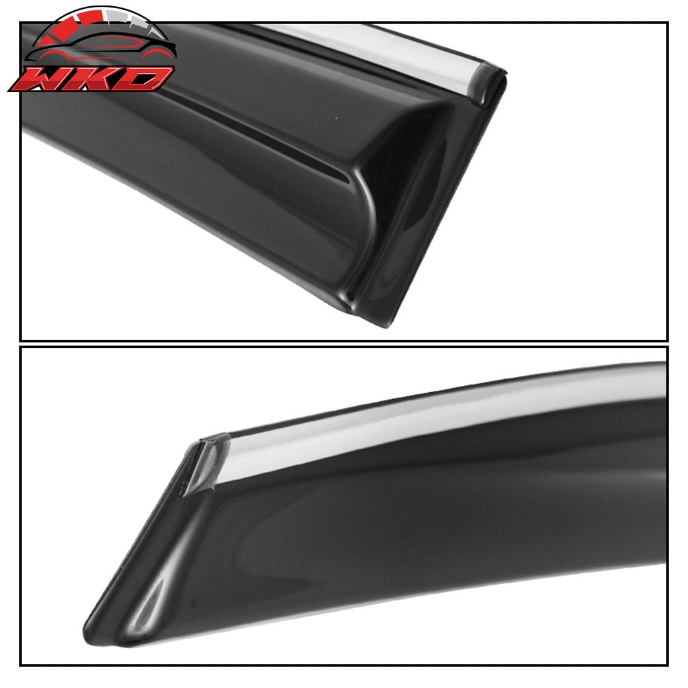 Fits 16-21 Honda Civic Sedan Mugen Style Window Visor Rain Deflector Chrome Trim