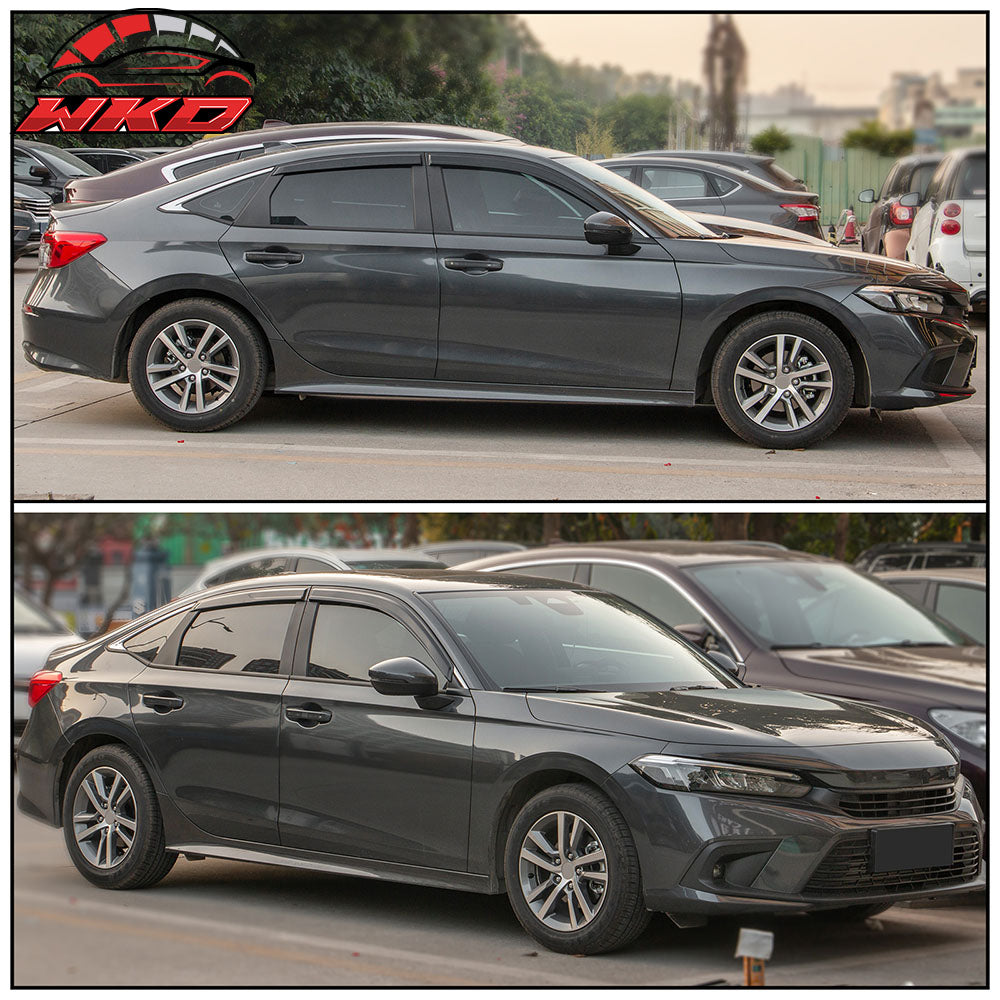 Fits 22-26 Honda Civic Sedan Acrylic Tape-on 4PCS Window Visors Vent Rain Guard