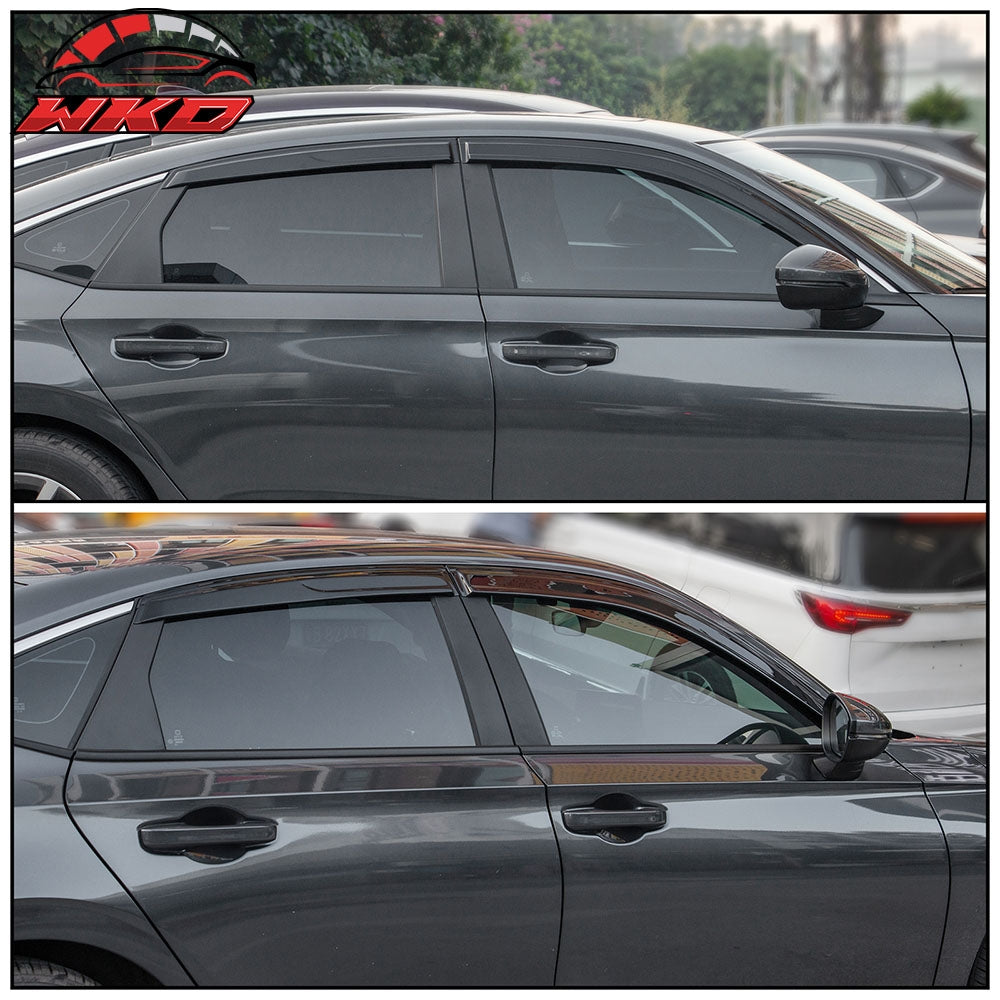 Fits 22-26 Honda Civic Sedan Acrylic Tape-on 4PCS Window Visors Vent Rain Guard