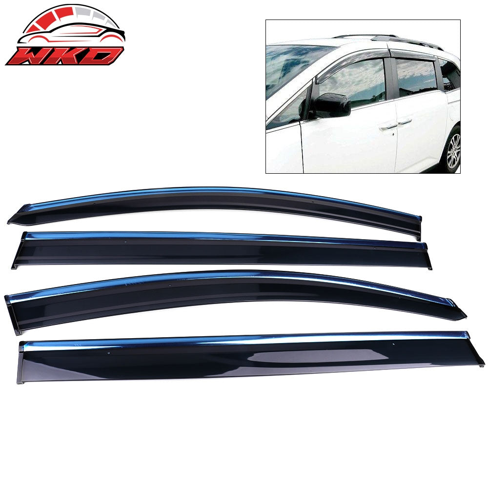 Fits 11-17 Honda Odyssey Polycarbonate Window Visors Shade W/ Chrome Trim 4PCS