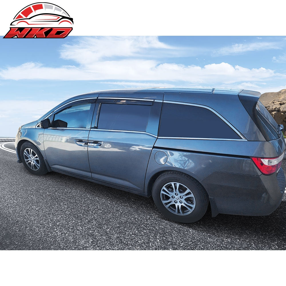Fits 11-17 Honda Odyssey Polycarbonate Window Visors Shade W/ Chrome Trim 4PCS