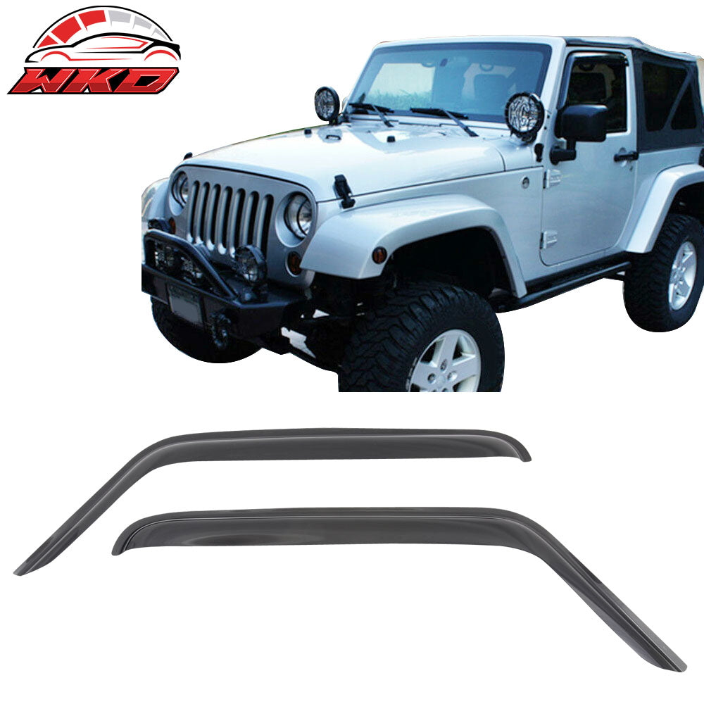Fits 07-18 Jeep Wrangler JK 2DR Acrylic Window Visor Sun Rain Guards Vent Shade
