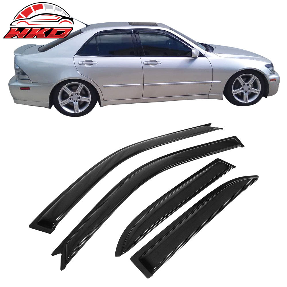 Fits 01-05 Lexus IS300 4Dr 4PCS Window Visors Sun Guard Rain Deflectors Tape-On