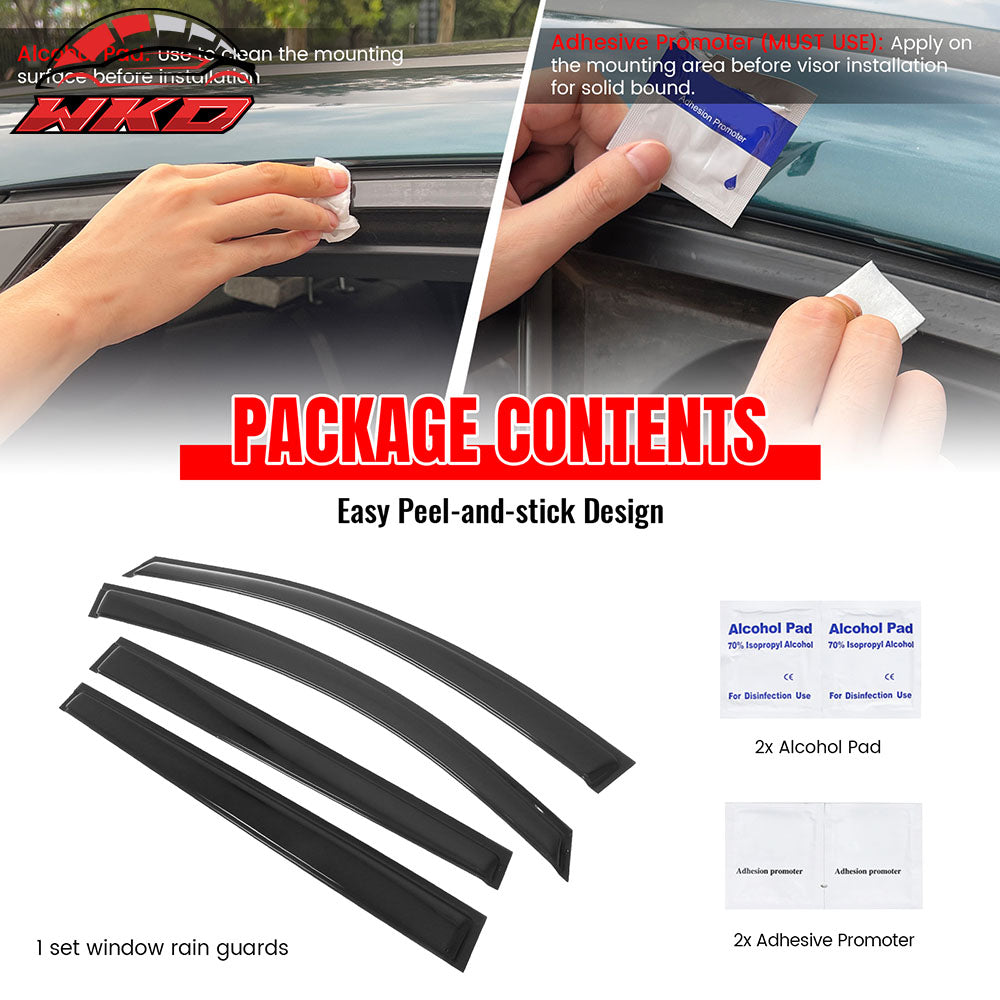 Fits 18-25 Nissan LEAF Window Visors Vent Rain Wind Sun Guards Deflector Tape-On