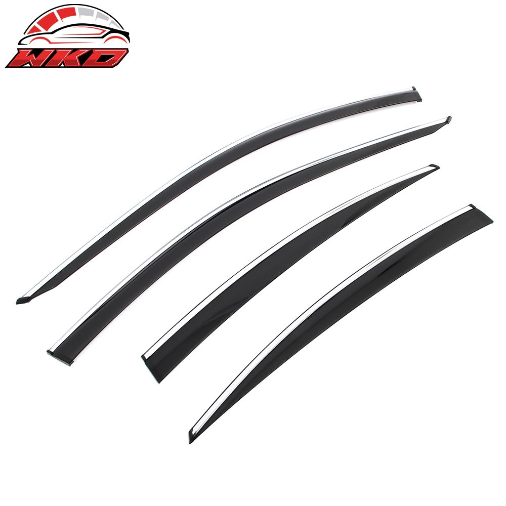 Fits 25-26 Toyota Camry Window Visors Vent Rain Sun Guards W/Chrome Trim Tape-On