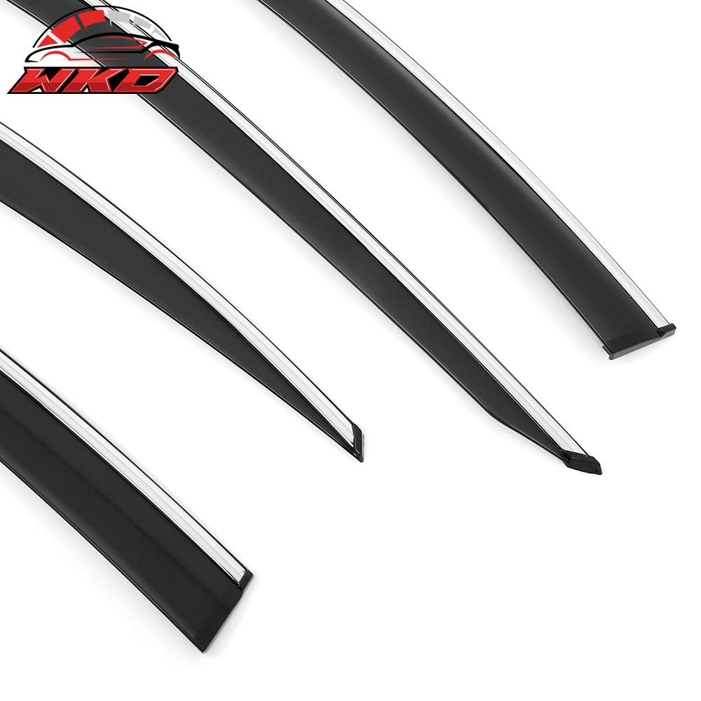 Fits 25-26 Toyota Camry Window Visors Vent Rain Sun Guards W/Chrome Trim Tape-On