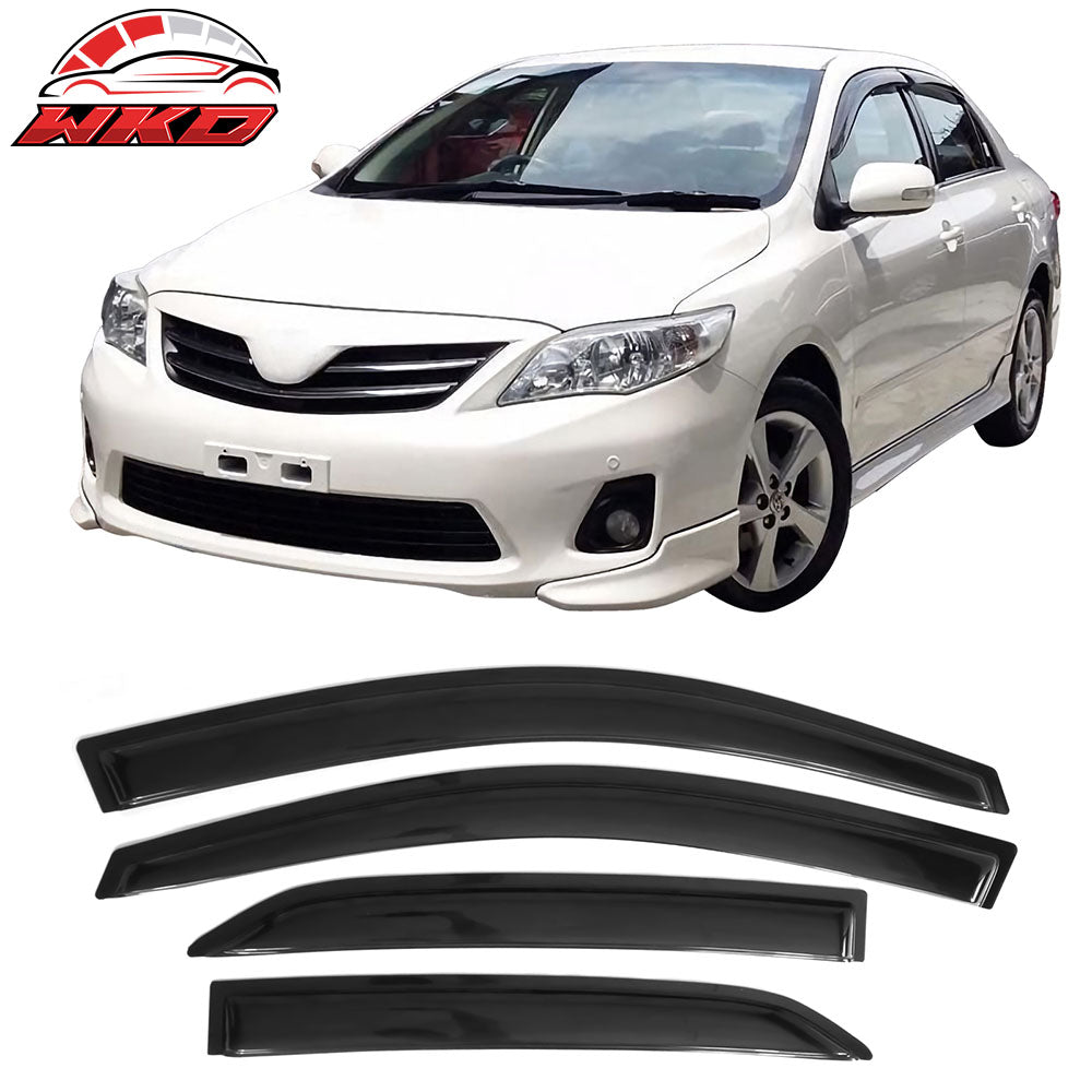 Fits 09-13 Toyota Corolla Acrylic Window Visor Vent Shade Sun Rain Guard 4PC Set