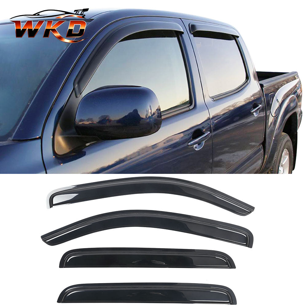 Fits 05-15 Toyota Tacoma Double Cab Window Visor Acrylic Sun Rain Deflector 4Pc