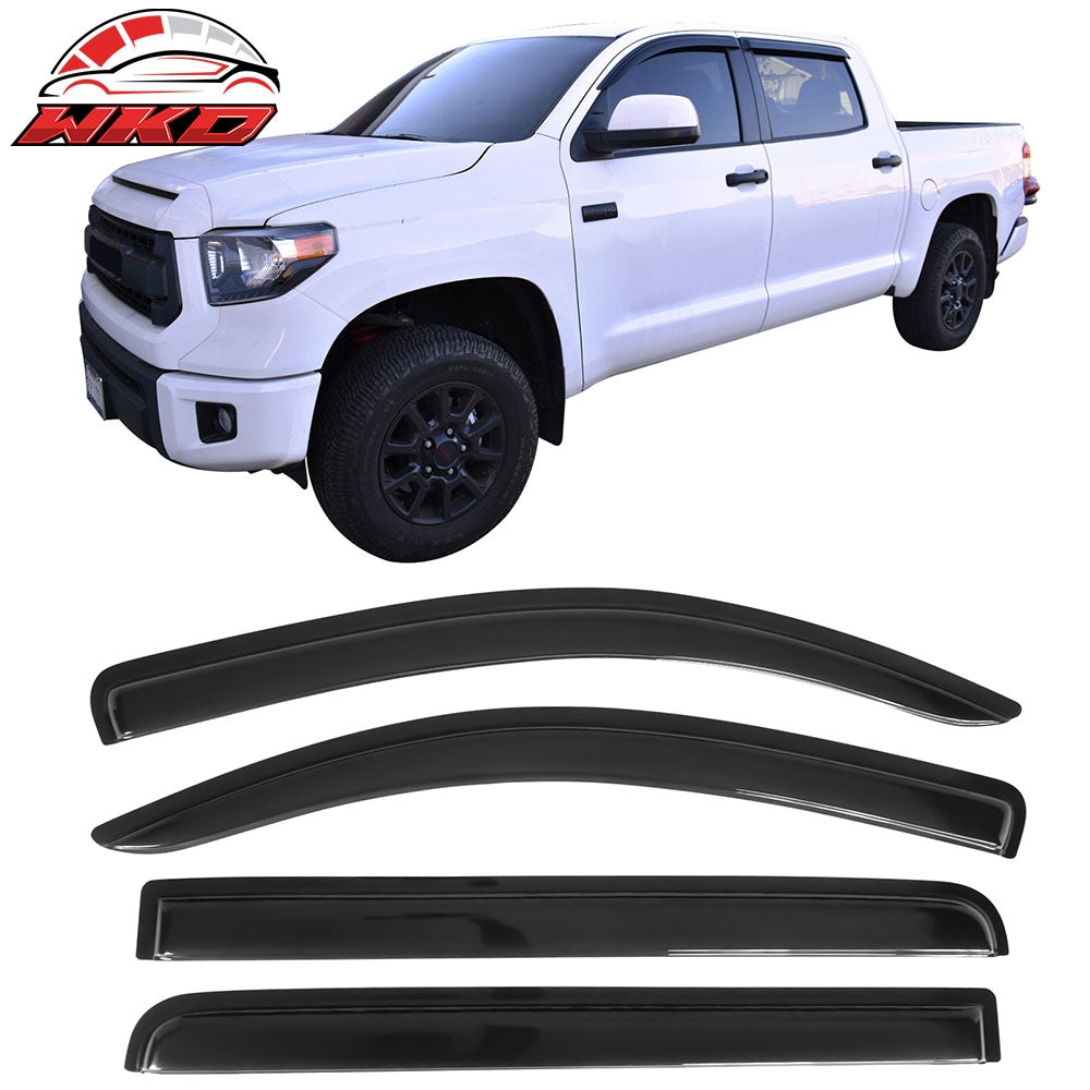 Fits 07-21 Toyota Tundra Crewmax Cab Window Visors Acrylic Tape On 4Pc Set