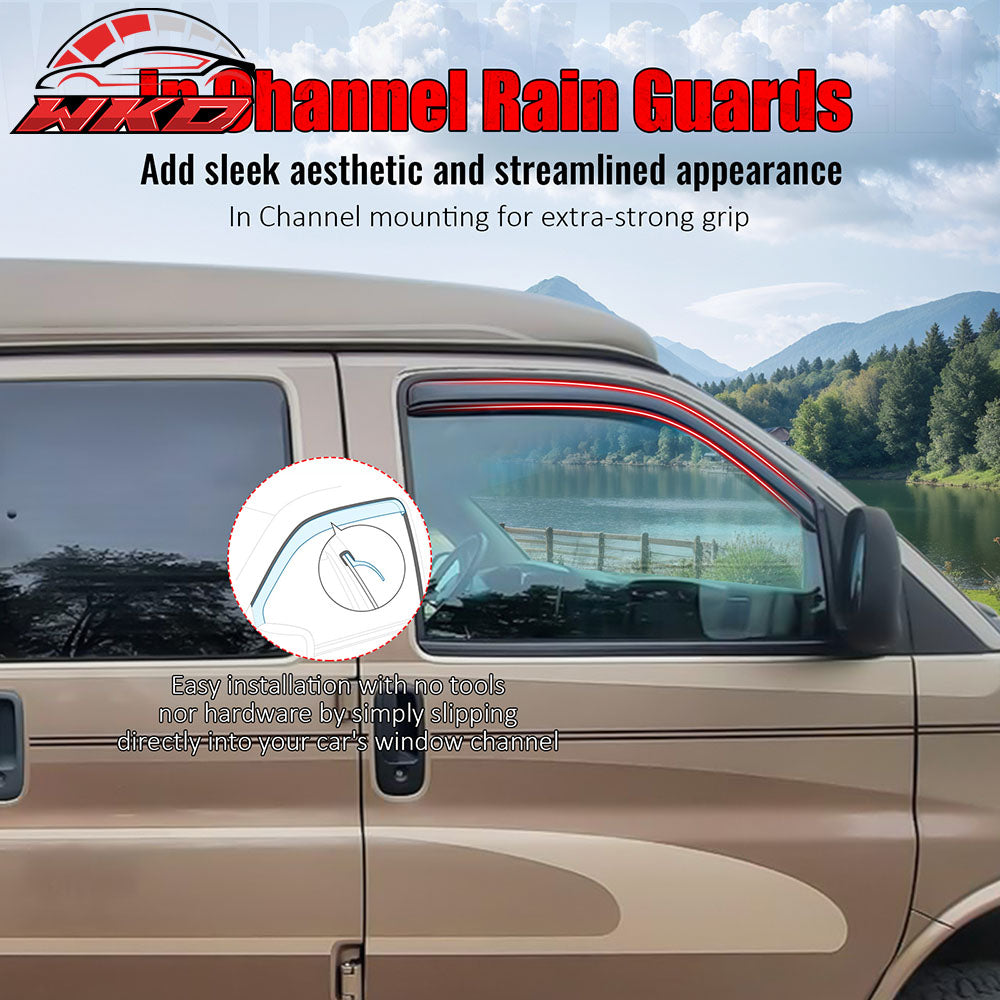 Fits 96-24 Chevy Express GMC Savana 1500/2500/3500 In-channel Window Visors 2PCS