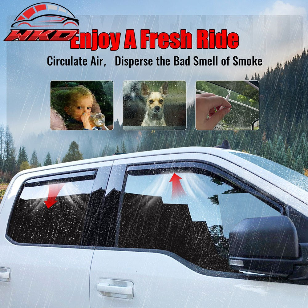 Fits 15-25 Ford F150 17-25 F250-F450 Superduty Crew Cab In Channel Window Visors