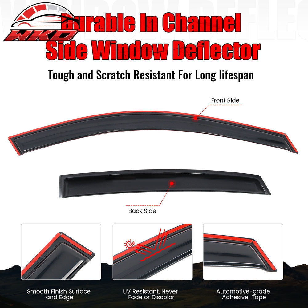 Fits 13-18 Nissan Altima Sedan 4PCS Window Visor Acrylic Deflectors - In-Channel