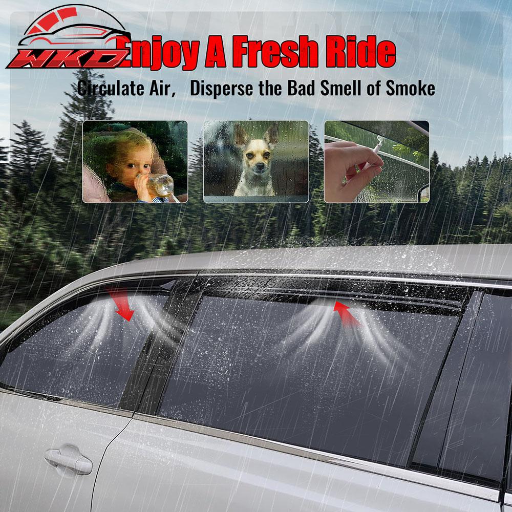 For 14-19 Toyota Highlander Acrylic Window Visors In Channel Rain Vent Deflector