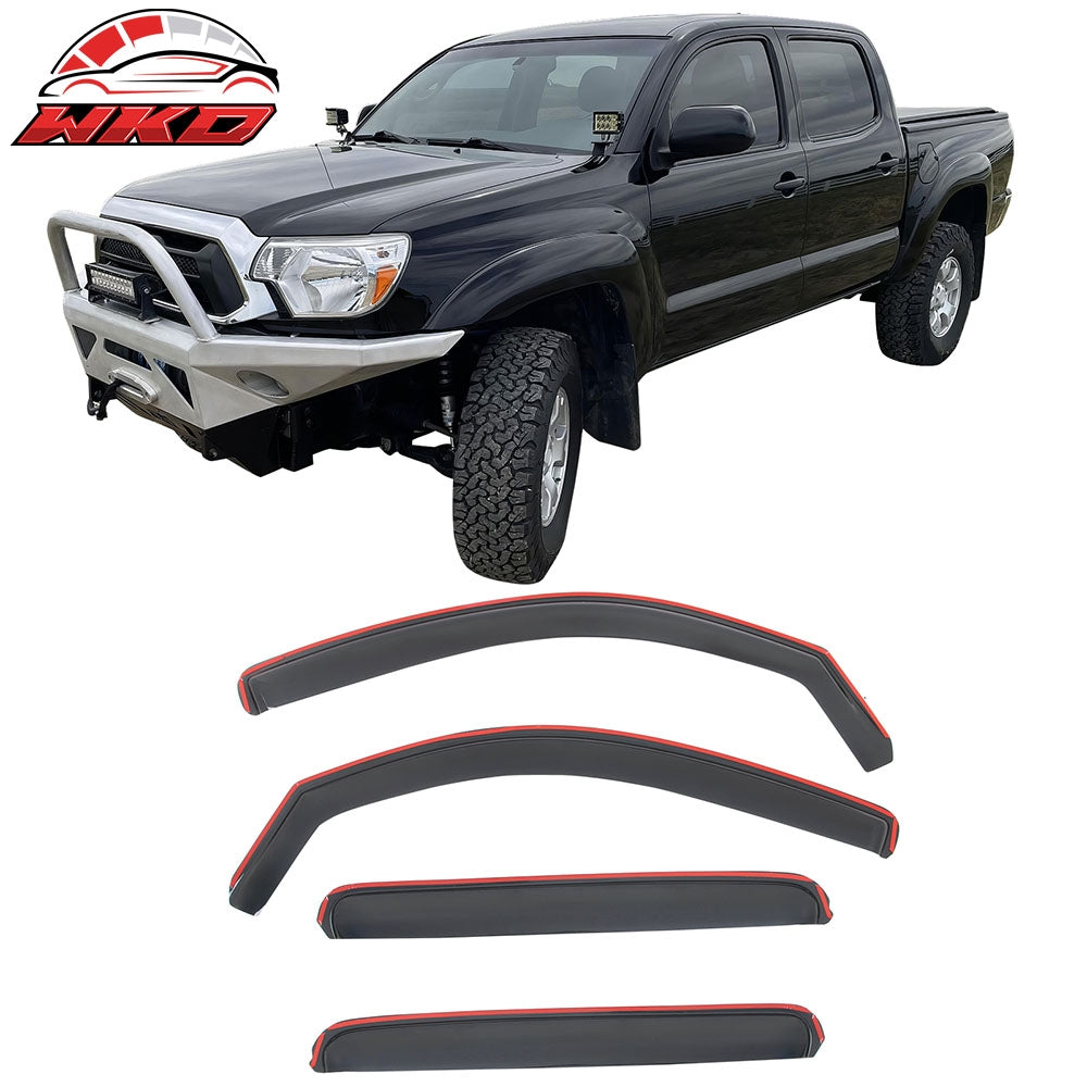 Wholesale 05-15 Toyota Tacoma Double Cab In-Channel Window Visors Acrylic Rain Shade
