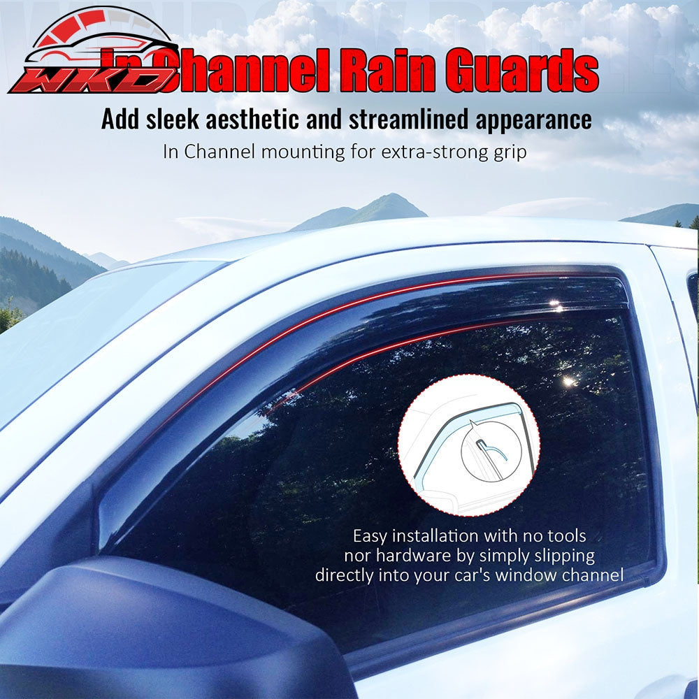 Fits 16-23 Toyota Tacoma Access Cab Window Visors In Channel Rain Sun Deflectors